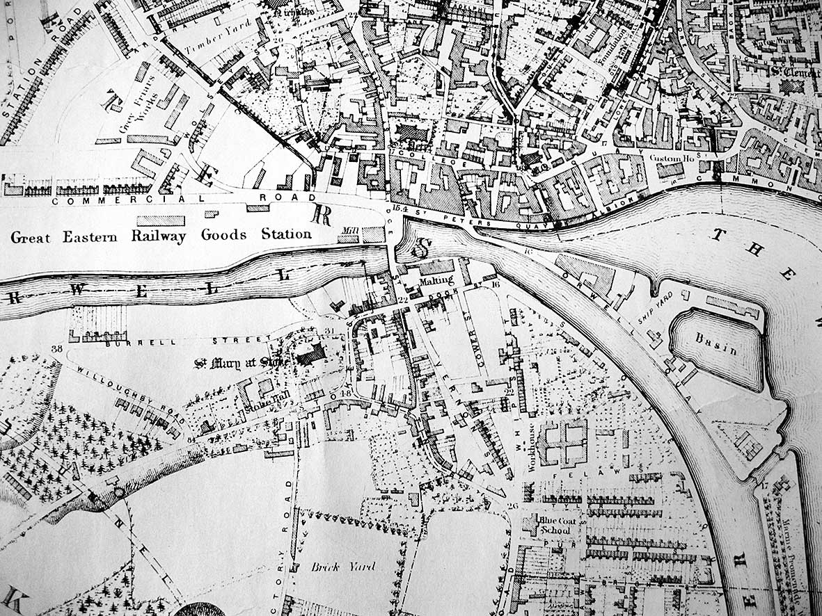 Ipswich Historic Lettering: Stoke Hall map