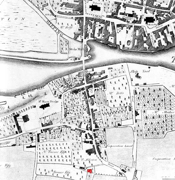 Ipswich Historic Lettering: St Peters Vicarage map 1778