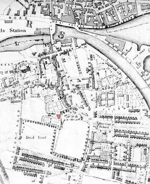 Ipswich Historic Lettering: St Peters Vicarage map 1867