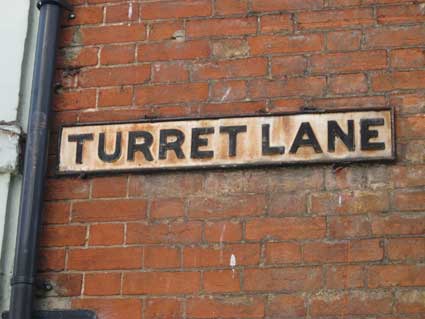 Ipswich Historic Lettering: Turret Lane sign