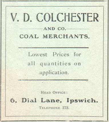 Ipswich Historic Lettering: Dial Lane: V.D. Colchester advertisement 1908
