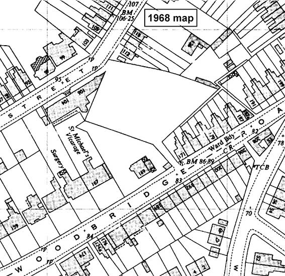Ipswich Historic Lettering: Vicarage, Woodbridge Road map 1968