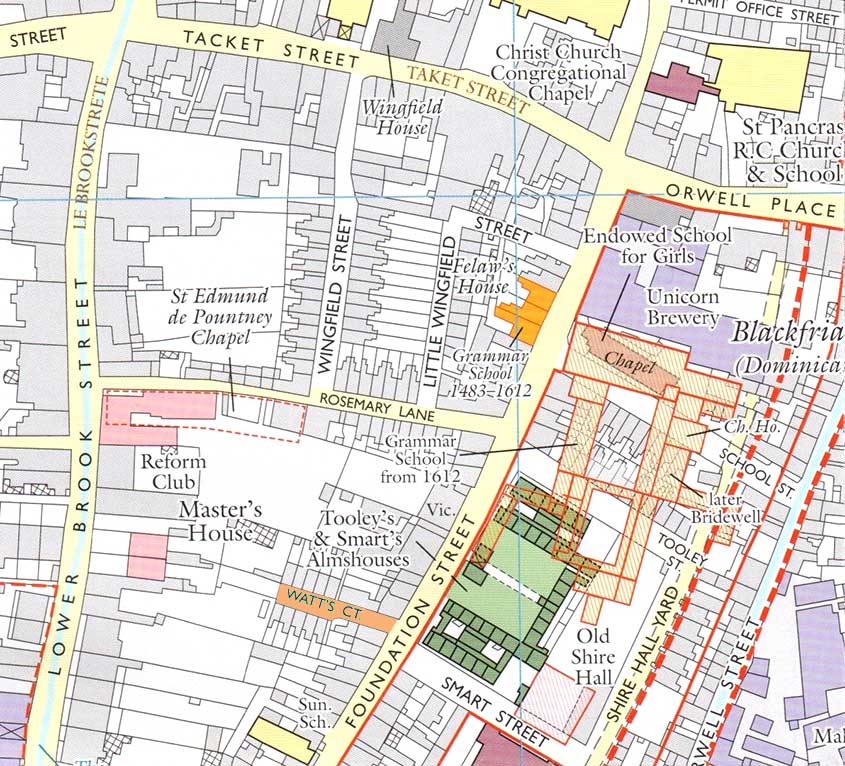 Ipswich Historic Lettering: Watts Court map