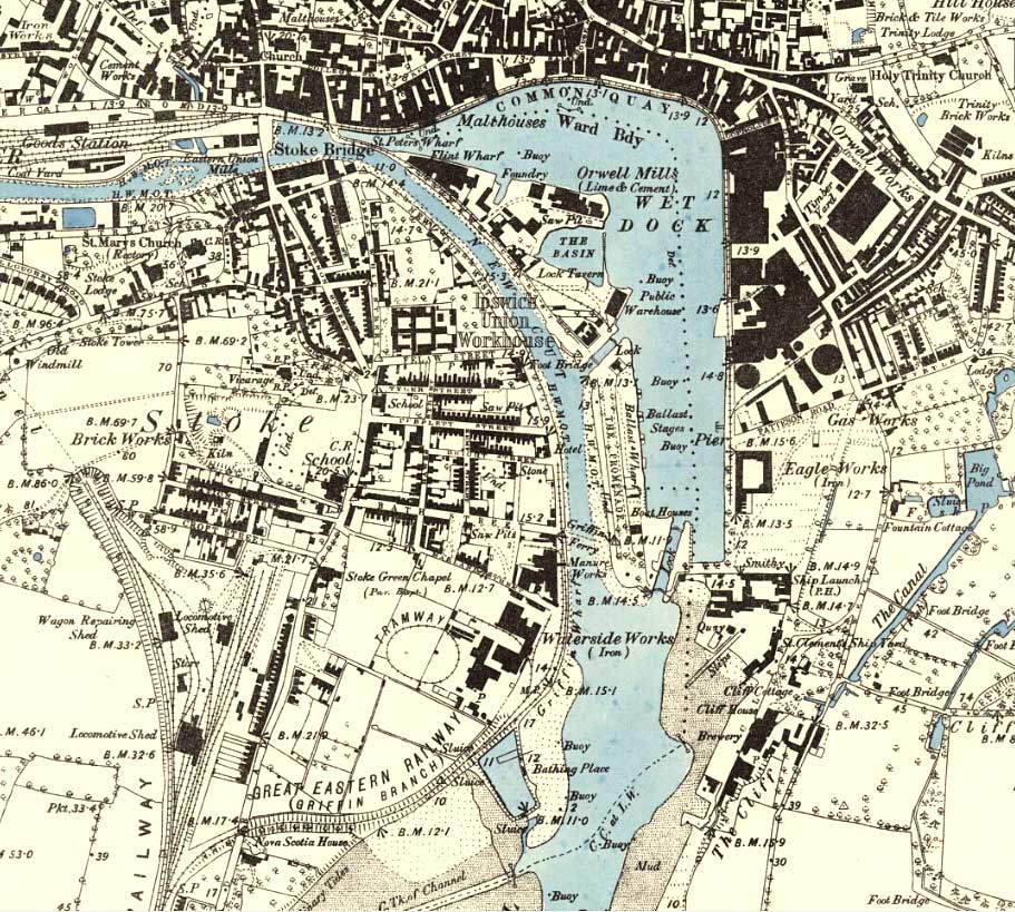 Ipswich Historic Lettering: Wet Dock map 1884