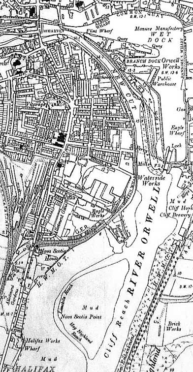 Ipswich Historic Lettering: Wet Dock map c.1930