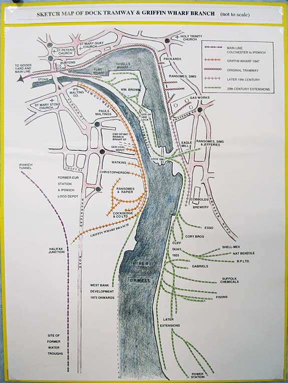 Ipswich Historic Lettering: Wet Dock map railways