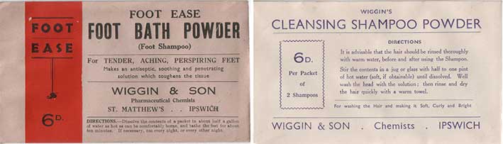 Ipswich Historic Lettering: Wiggin Chemists foot powder
